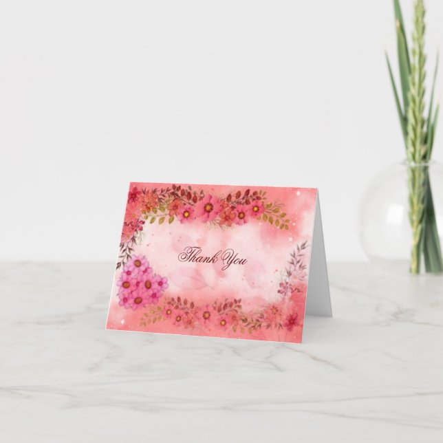 Thank you watercolor flowers and heart (Front)