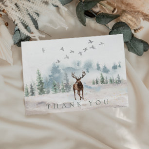 Thank You Watercolor Forest Deer Card