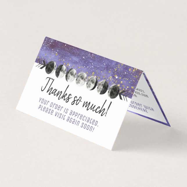 Thank You Watercolor Full Moon Lunar Cycle Card (Front)