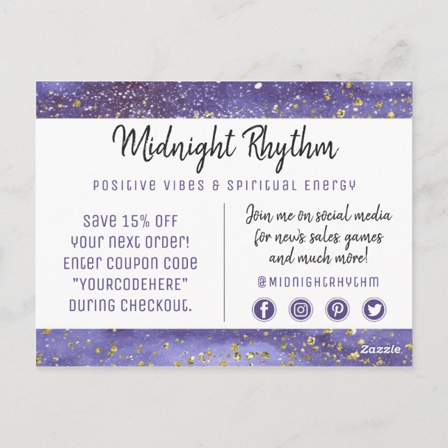 Thank You Watercolor Full Moon Lunar Cycle Night Postcard (Back)