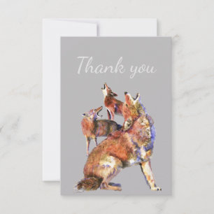 Thank You Watercolor Howling Coyotes Nature Art Card