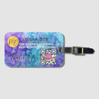 Thank You Watercolor Instagram Discount Qr Code Luggage Tag