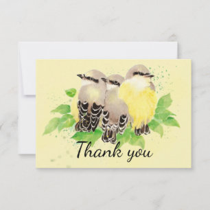 Thank You Watercolor Kingbird Bird Family Art Card