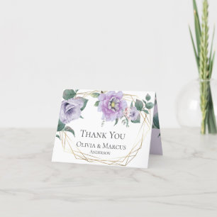 Thank You Watercolor Lavender Peonies Card