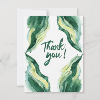 Thank You Watercolor Leaf Frame Illustration Card