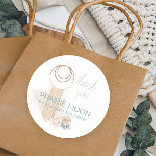 Thank You Watercolor Macrame Wall Hanging Custom Classic Round Sticker