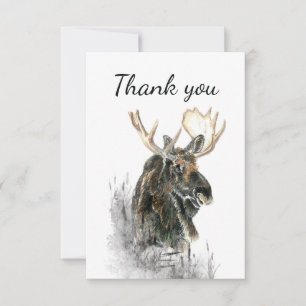Thank You Watercolor Moose Animal Wildlife Nature Card