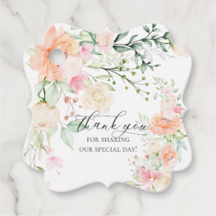 THANK YOU Watercolor Pastel Flowers Favour Tags