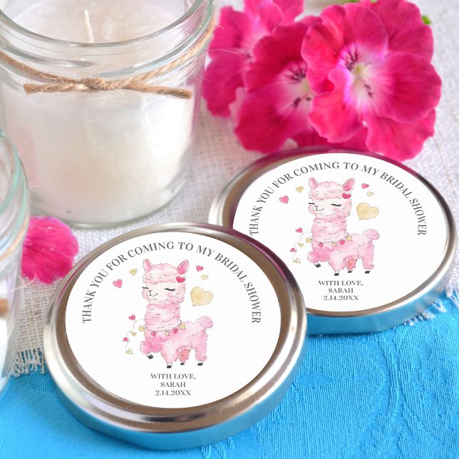 Thank You Watercolor Pink Llama Classic Round Sticker (Creator Uploaded)