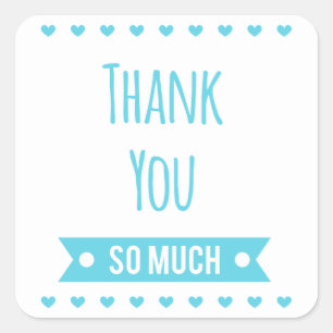 Thank You Watercolor Purple Pink & Green Flowers Square Sticker