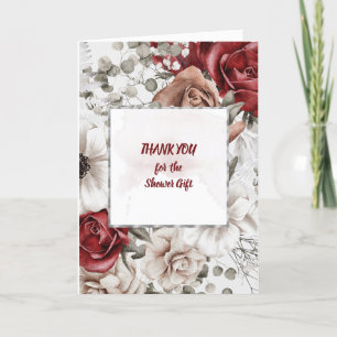 Thank You Watercolor Red and Tan  Roses