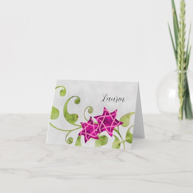 Thank You Watercolor Star Floral Design Pink (Front)