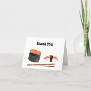 Thank You! Watercolor Sushi Food You Card