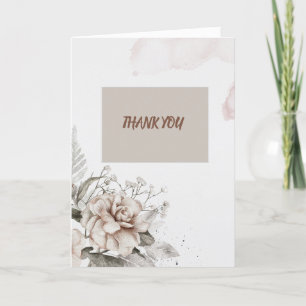 Thank You Watercolor Tan Roses Card