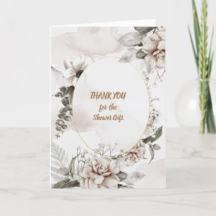 Thank You Watercolor White and Tan  Roses