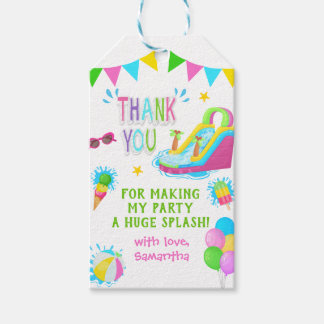 Thank You Waterslide Summer Pink Party Gift Tags
