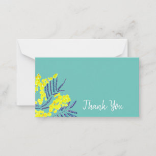 Thank You Wattle yellow Mimosa flower art Card