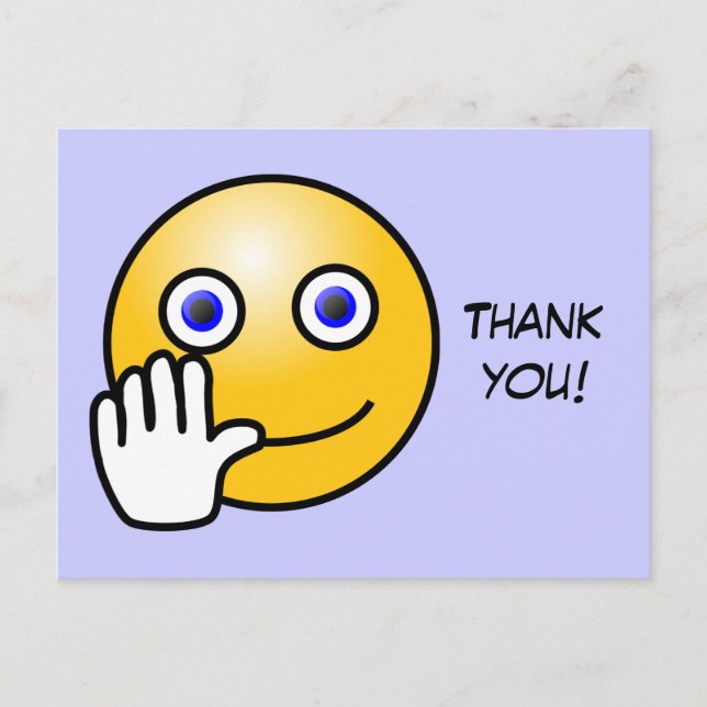 Thank you! Waving emoticon Postcard (Front)
