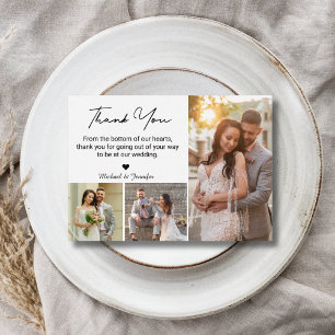 thank you wedding 3 photos collage simple modern card