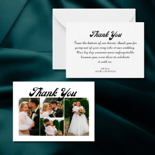 thank you wedding 4 photos collage retro script card