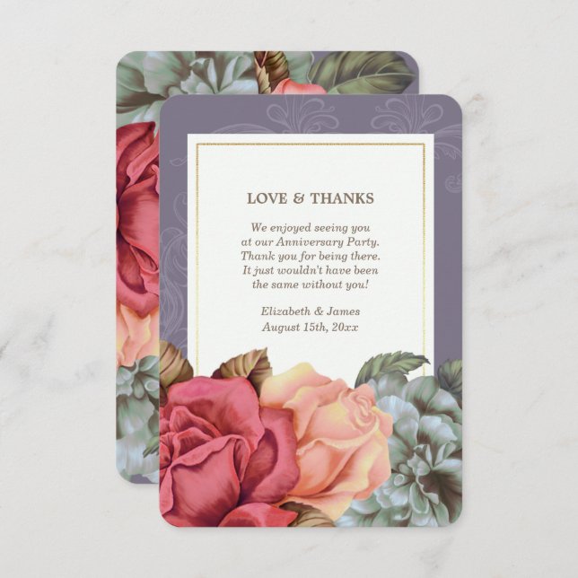 Thank You Wedding Anniversary Flat Cards (Front/Back)