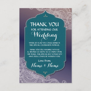 Thank You Wedding Arabian Nights Teal Card