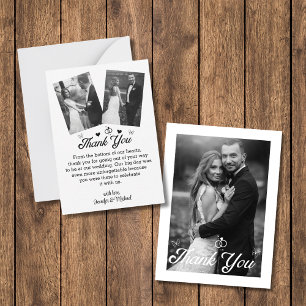 thank you wedding black and white 3 photos card