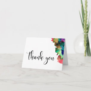 Thank You Wedding Black Type Colourful Watercolor Card