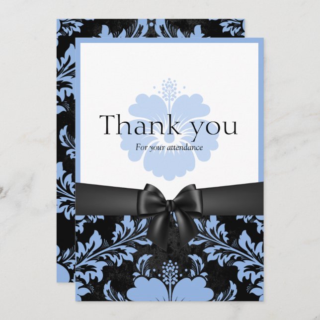 Thank you wedding blue floral invitation (Front/Back)