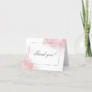 Thank You Wedding Blush Pink Silver Abstract Card