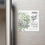 Thank You Wedding Bouquet Flower Nikah Walima Magnet<br><div class="desc">Thank You Wedding Bouquet Flower Nikah Walima Square Magnet
This design is perfect for your greenery and white rustic boho theme for your muslim wedding nikah walima with bismillah and thank you. This sticker is easy to customise and personalise by change the text</div>