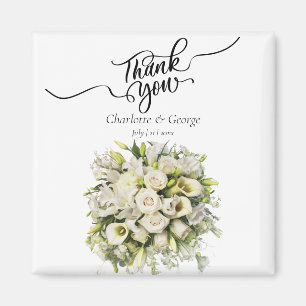 Thank You Wedding Bouquet Flower Wedding Favour Magnet