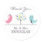 Thank You Wedding Bride and Groom Birds Sticker