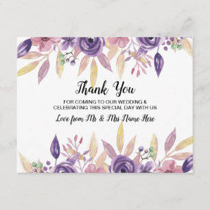 Thank You Wedding Card Lavender Floral Flowers