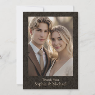 Thank You Wedding Card Photo Rich Vintage Brown