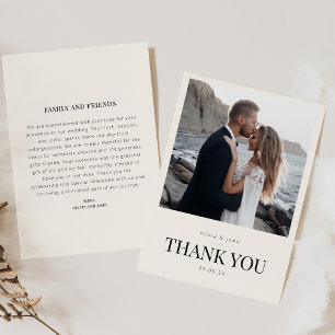 Thank You Wedding Card with Photo and Message