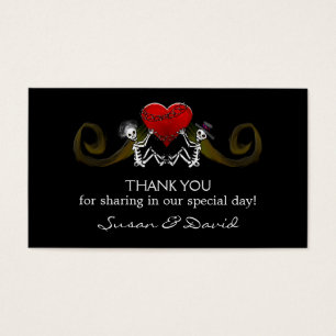 Thank You Wedding Cards - Skeletons Holding Heart