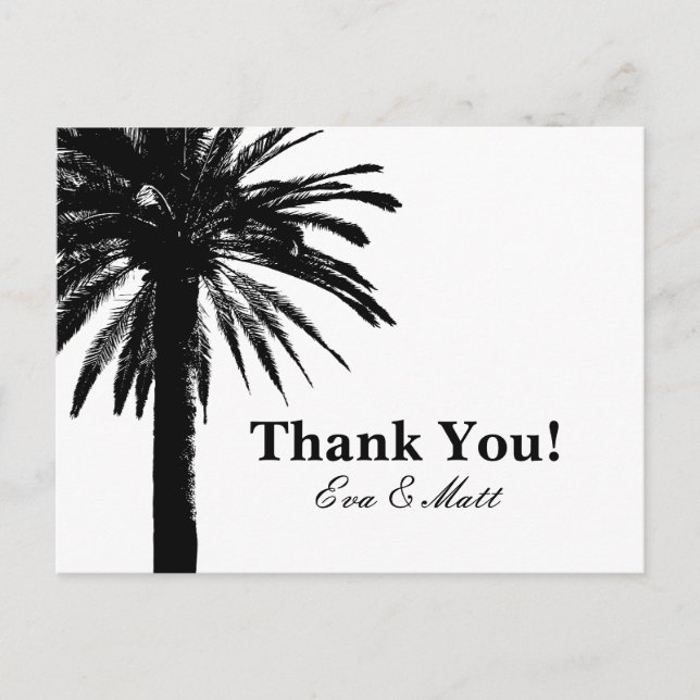 Thank you wedding cards with palm tree image (Front)