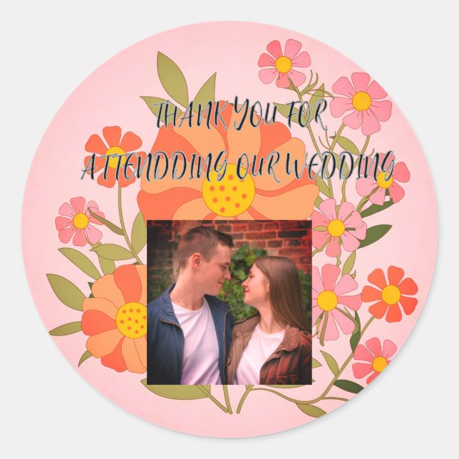 Thank You Wedding Classic Round Sticker (Front)