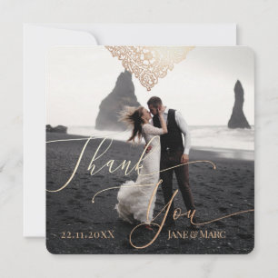 Thank You Wedding Custom Squared Large Photo Card