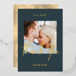 Thank You Wedding Dark Blue Gold Foil Cards<br><div class="desc">Thank You Wedding Dark Blue Gold Foil Cards</div>