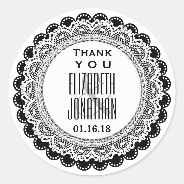 Thank You Wedding Favour Label BLACK A02 (Front)