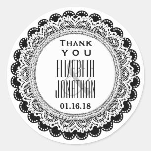Thank You Wedding Favour Label BLACK A02