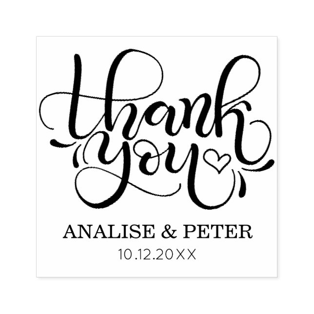 Thank you wedding favour rubber stamp (Imprint)