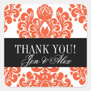 Thank You Wedding Favour Stickers Orange