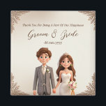 Thank You Wedding favours Magnet Couple Ilustratio<br><div class="desc">Thank You Wedding favours Magnet Couple Ilustration,  easily personalised and customised for your special wedding event</div>