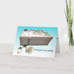 Thank You Wedding Gift Box white roses Card