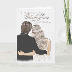 Thank You Wedding Gift Bride and Groom Taupe Card