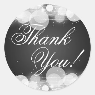 Thank You Wedding Glow & Sparkle Black Classic Round Sticker