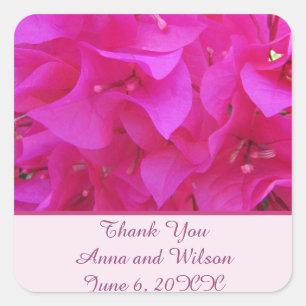Thank You Wedding Guest Beautiful Pink Flowers Square Sticker